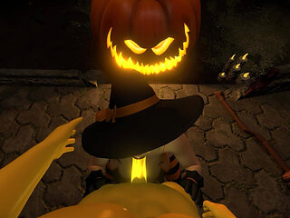 Esmeralda Is Sexy Mature Witch Pumpkin King on Halloween