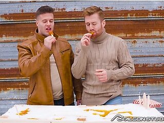 FalconStudios - The Sugar Shack Gets Sweeter With A Blowjob & 2 Hunks Barebacking