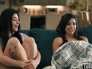 Tiny lesbian teen caught fingering pussy by her sexy roommate