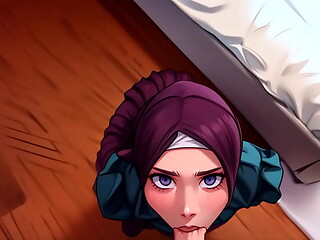 Anime Arab Hijab Submissive Girlfriend drops to her knees and sucks my dick like a good little muslim slut