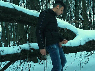 Winter Jerking off on the Tree