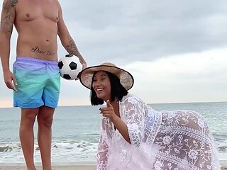 Complete stranger gets to fuck her hole on the beach