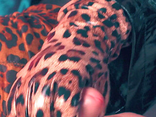 Dominant Handjob Edging Ruined, Wearing Long Leather Gloves -milf in Black Pvc Raincoat Leopard Thigh High Boots Controls, CFNM