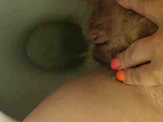 MILF Pee Close up View in the Toilet From Hairy Pussy