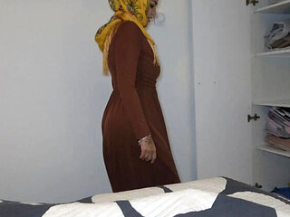 Big Tits Muslim Stepmom in Hijab Blows and Fucks Stepson POV