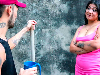 BEAUTIFUL INDIAN STEPSISTER huge ass helps her stepbrother with a glass of water!