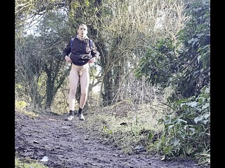 Naked in the woods &amp_ wanking my small penis