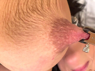 He Play Hard with my Hard Dark Nipples Squeezes and Stretches when Im Bondage