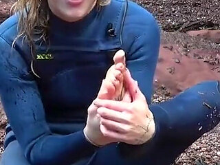 Salty Wetsuit Toe Sucking Slut