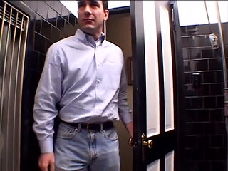 Hot blowjob of a sensual blonde in the bathroom