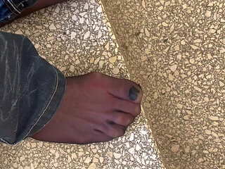 My nylon feet in the stairwell