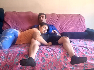 My Stepbrother Takes Out His Cock While We Watch TV