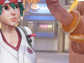 Kiriko's Dedicated Donut-Themed Blowjob Ends with a Thick, Creamy Facial Finish