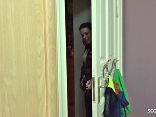 German step-sister Marie caught step-bro masturbating