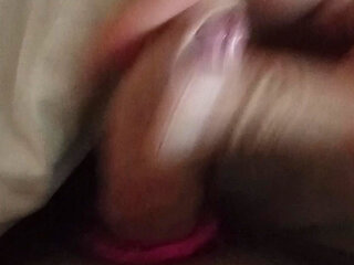 Naughty cock cums a little bit