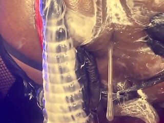 Femboy Bottom Dipsodeep Creams Butthole with Large Dildo - Anal Training