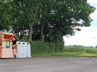 Dispose of clothes in the dumpster and walk on naked