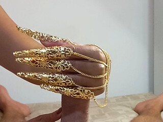 My Golden Predator Claws Make Your Cock Crazy - Handjob Tease & Intense Loud Orgasm POV