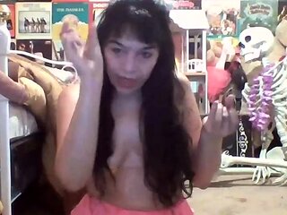 Cute amateur brunette naughty in solo jerking show on camera