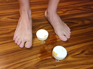 Young horny boy crushes creme caramel