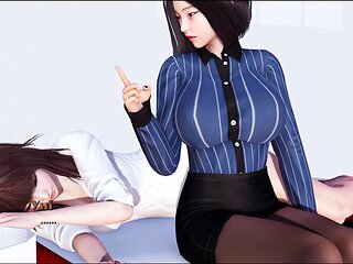 Hot brunette with a big ass in an adult visual novel