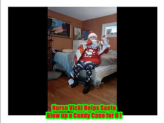 Nurse Vicki Blows up Huge Candy Cany for Santa!