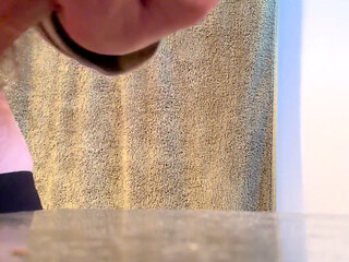 Jerking hard in work bathroom