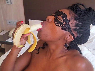 Ashantys Sensual Deep Throat with a Banana - Naughty & Uncut