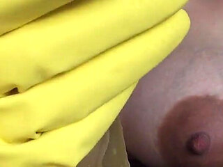 My Stepsister Is in a Deserted Place Wearing Yellow Dishwashing Gloves