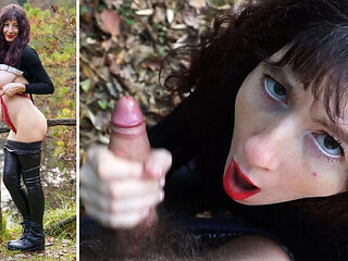 Pregnant Italian Amateur Wife with Big Natural Tits Gives POV Blowjob & Huge Cumshot in the Woods