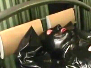 Humiliating latex dress foot fetish