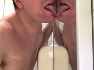 24yo boy in public toilets again: undresses, licks everything there, eats dirty papers and flushes his head in the toilet