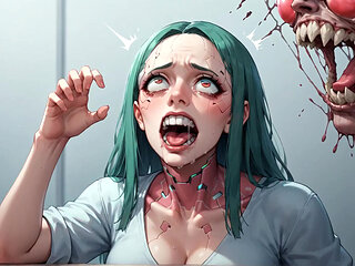 Green Hair Cracked Neck Mind Break: Robot Men Liquid Explosion