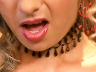 Big Tits Blonde Maid MILF Masturbating Her Pussy in the Bar Counter