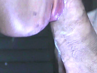 Sweet Ebony Mouth Working on Big White Cock to Expell Semen in Her Mouth