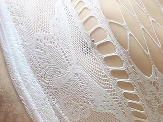 Sex with Cutie in Lace Stockings POV Cum in Mouth