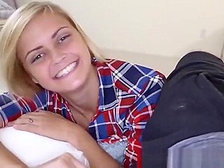 Teenie with freckled face fucks and opens wide for jizz