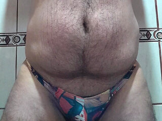 Masturbate Using Red Thing Thong