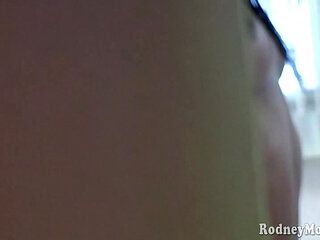 Petite black hottie is wet and messy