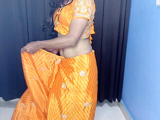 Show my stepmom satin hot peticoat and hot bra panty