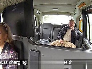 Busty english taxi driver rides backseat cock