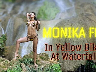 Monika Fox In Yellow Bikini At Waterfall