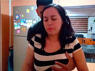 Step Son Friend Fucks Me Hard in Kitchen While Washing Dishes - Big Natural Tits Amateur Creampie