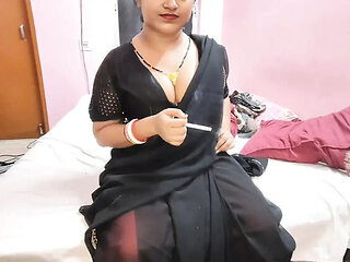 Bhabhi Smoking and Sharing Honeymoon Secrets - Deep Throat Blowjob in Hindi