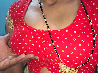 Indian Bhabhi Red Blouse sucking dick till cum in mouth