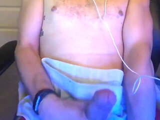 Teen Jerking off Huge Cock with Huge Cum Shot on Himself