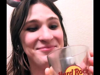 Stupid Whore Drinks Glass of Piss 1