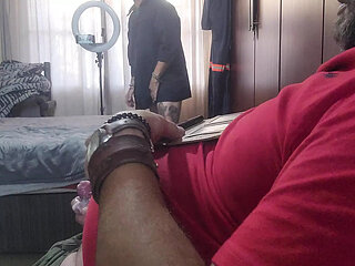 Cuckold wife dripping strangers creampie on husbands cock while he jerks off