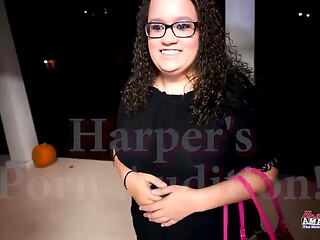 Busty Brunette Harper B Sucks A Cock Before She Gets Banged And Jizzed!