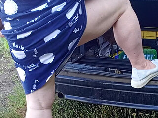 neighbor squirts several times in a row in a public place